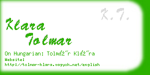 klara tolmar business card